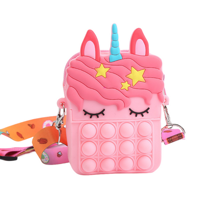 Purse Girls Silicone Mini Children's Coin Purse Cute Cartoon Shoulder Bag Crossbody Bag Accessories Bags Adjustable Strap for Kids Gift Travel Holiday