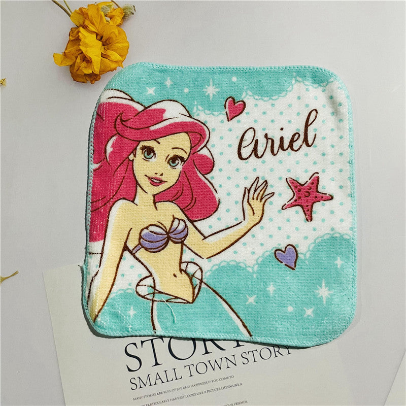 5 Pcs Soft Kids Washcloth Towels with Princess Mermaid Spider, Multicolor Children's boys girls Facial Hand Towel, Cotton Baby Face Washer Hand Towels 15 x 15 CM