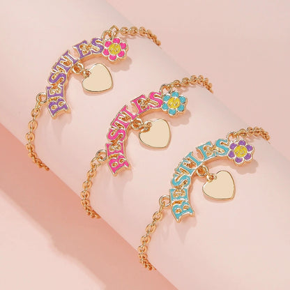 2/3Pcs Charm Best Friend Forever Unicorn Rainbow Heart Bracelets Gifts For Girls Women Birthday Christmas Graduation Bff Friendship Jewellery