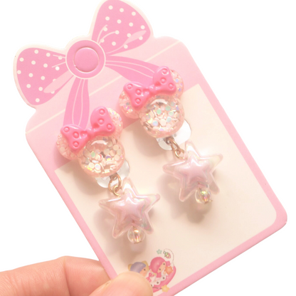 3 Pairs kids Clip On Earrings for Girls Cute Earrings No Pierced Princess Play Girls Dress Up Jewelry Set for Kids