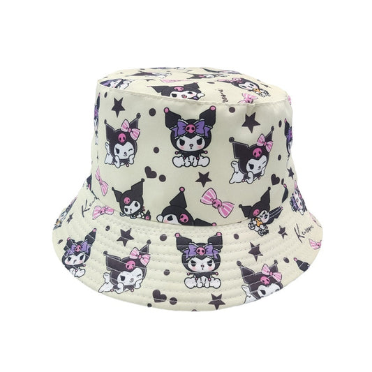 Kids Bucket Princess Sun Hat 4-12 Years Girls Boys Sports Outdoor Anti UV Lightweight Summer Beach Cool Wide Brim Protection（White Kuromi）