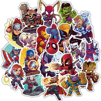 50pcs Princess Aven Superheros Toy Story Kids Stickers Luggage Laptop Skateboard Waterproof Party Bag Fillers Waterbottle Decal Graffiti Patches (Avengers)