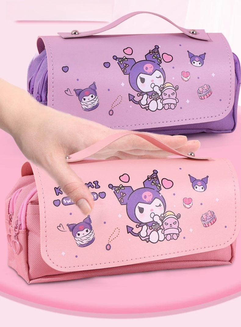 3D Girls Boys Kids Princess Castle Large Pencil Case,High Capacity Water Proof,School Supplies Gifts Stationery (Kuromi)