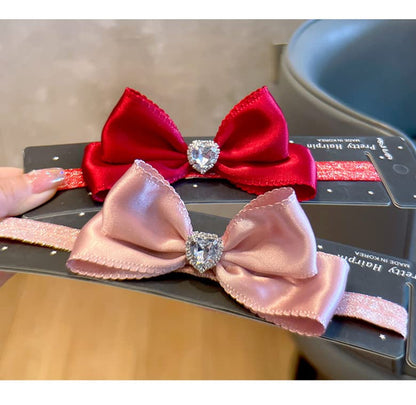 2PCS Newborn Infant Toddler Baby Girls Lace Pearl Flower Ribbon Headband Soft Elastic Bow Knot Hair Band Hairband