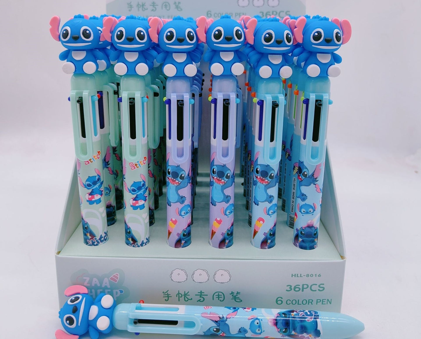 Multicolor teddy bear Pens 0.5mm 10-in-1 Retractable Ballpoint Pens 10 Colors Transparent Barrel Ballpoint Pen for Office Supplies and kids school(Stitch)