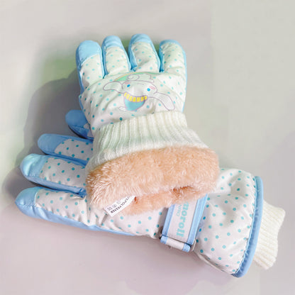 Kids Boy Girl Waterproof Winter Snow Ski Snowboard Fleece Thermal Warm Outdoor Gloves(Cinnamoroll)