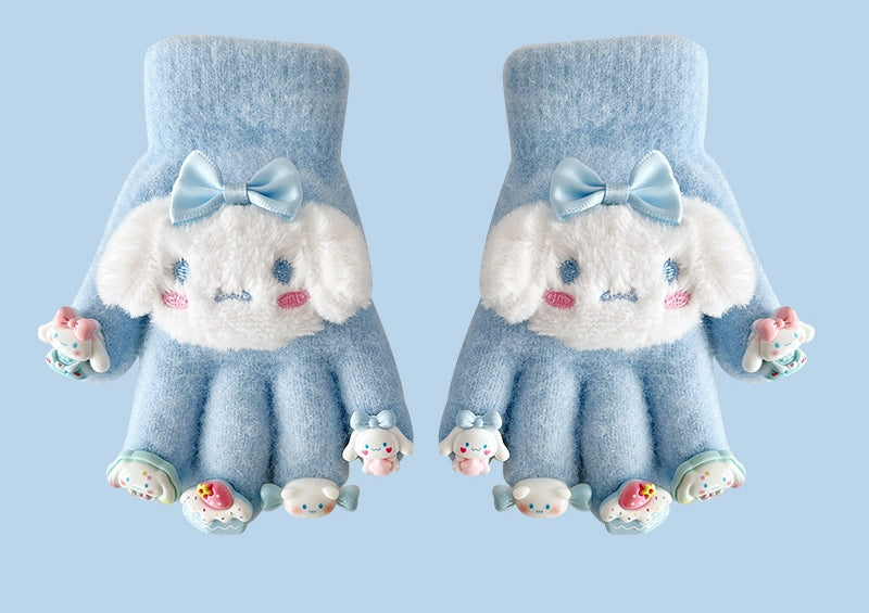 Full Finger Gloves Elsa Winter Knit Warm Mittens Soft Lined Fleece Thermal Outdoor Stretchy Gloves for Kids boys girls