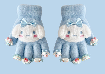 Full Finger Gloves Elsa Winter Knit Warm Mittens Soft Lined Fleece Thermal Outdoor Stretchy Gloves for Kids boys girls