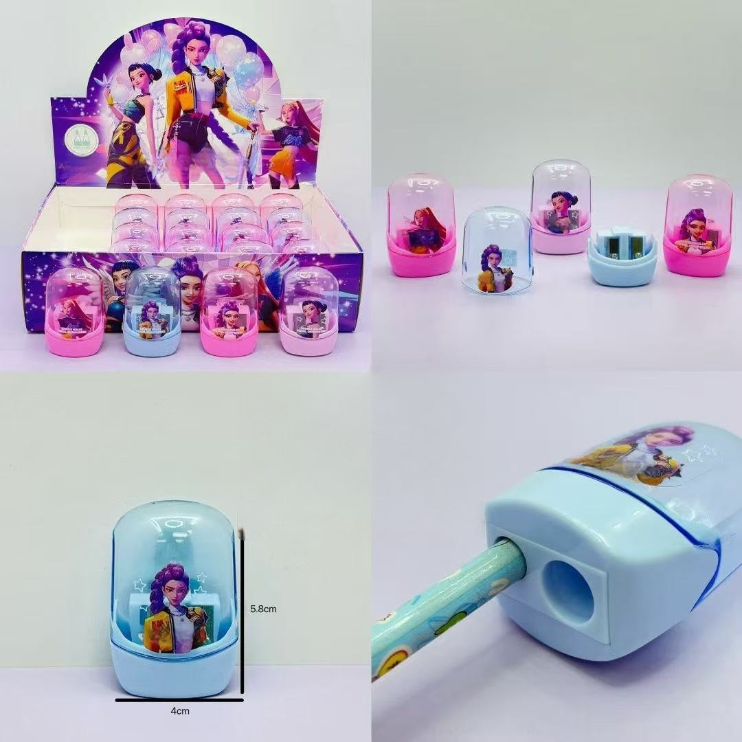 4PCS Pencil Sharpeners, Twin Hole Pencil Sharpener with Container Handheld Capybara Small Manual Pencils Sharpener with Lid Manual for Office School Supplies (Kpop)