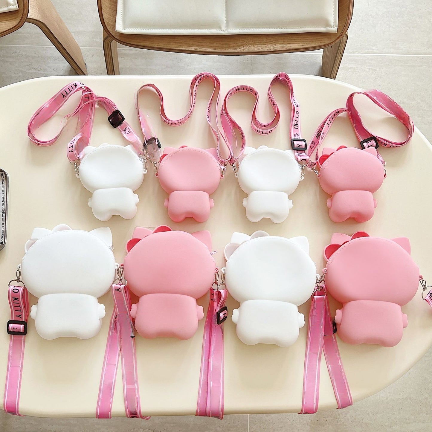 Kids Purse Girls Silicone Mini Children's Coin Purse Cute Cartoon Shoulder Bag Crossbody Bag Accessories Bags Adjustable Strap for Kids Gift Travel Holiday (Kitty)