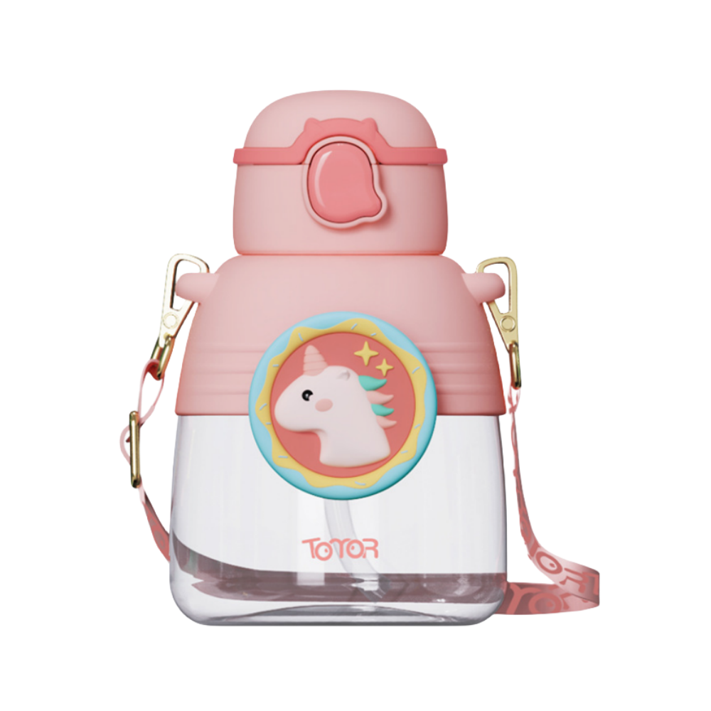 Water Bottle Reusable Kids 520ml PP with Two Lids Leak Proof with straw Lid BPA Free Drinking