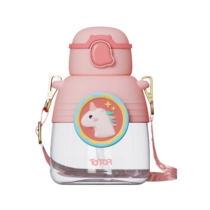 Water Bottle Reusable Kids 520ml PP with Two Lids Leak Proof with straw Lid BPA Free Drinking