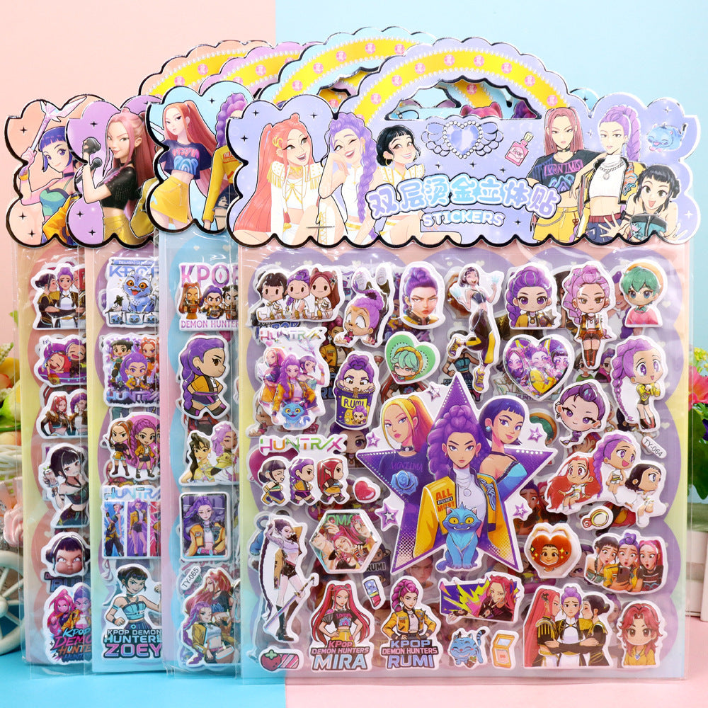 Kids Cartoon Puffy Stickers,Girls Kpop Hunters, 3D Stickers Variety Pack, Party Favor for Kids, Waterproof Stickers Cute Capybara (Kpop)