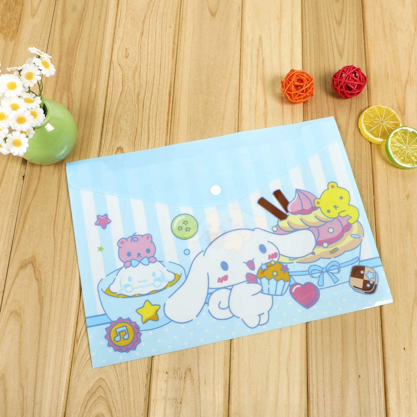 4PCS Plastic Wallets A4, 4 Different Designs Plastic Folders Popper Folder with Snap Closure, Lightweight Wallets for Document Office School for Kids Adults (Kuromi 4pcs, A4)