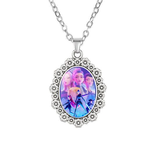 KPop Demon Necklace, Moon Pendant Necklace Cosplay Christmas Party Costume Accessories for Fans, Women, Girls (09)