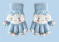 Full Finger Gloves Dinosaur Cat Capybara Winter Knit Warm Mittens Soft Lined Fleece Thermal Outdoor Stretchy Gloves for Kids boys girls (Cinnamoroll With A Doll, One Size)
