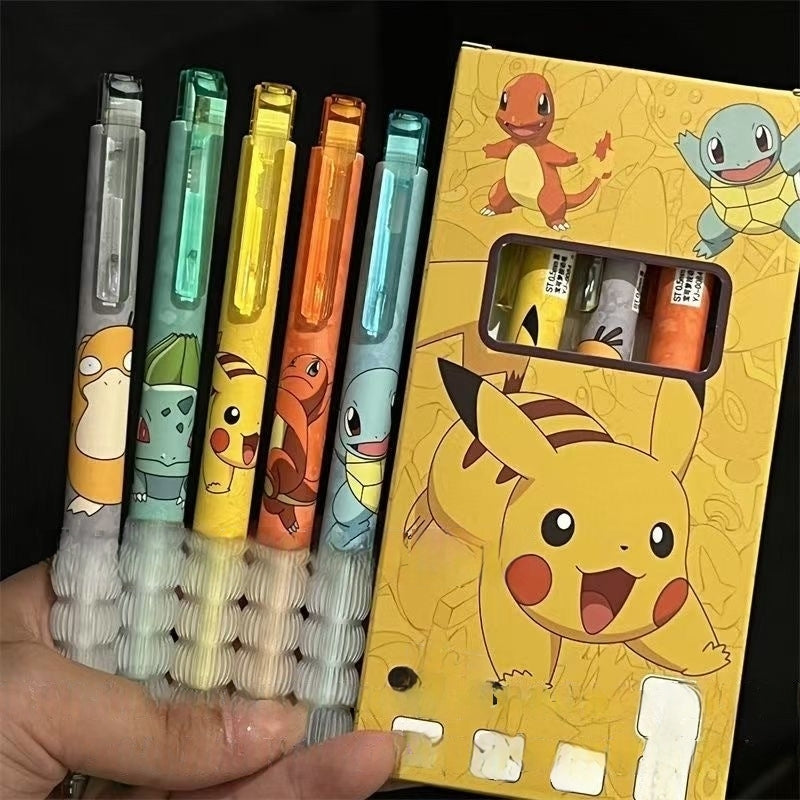 5PCS stch toy cute Gel Pen Liquid Ink Rollerball Retractable Quick Drying Extra Fine Ballpoint Premium 0.5mm Marker for Office School Stationery Supply Black