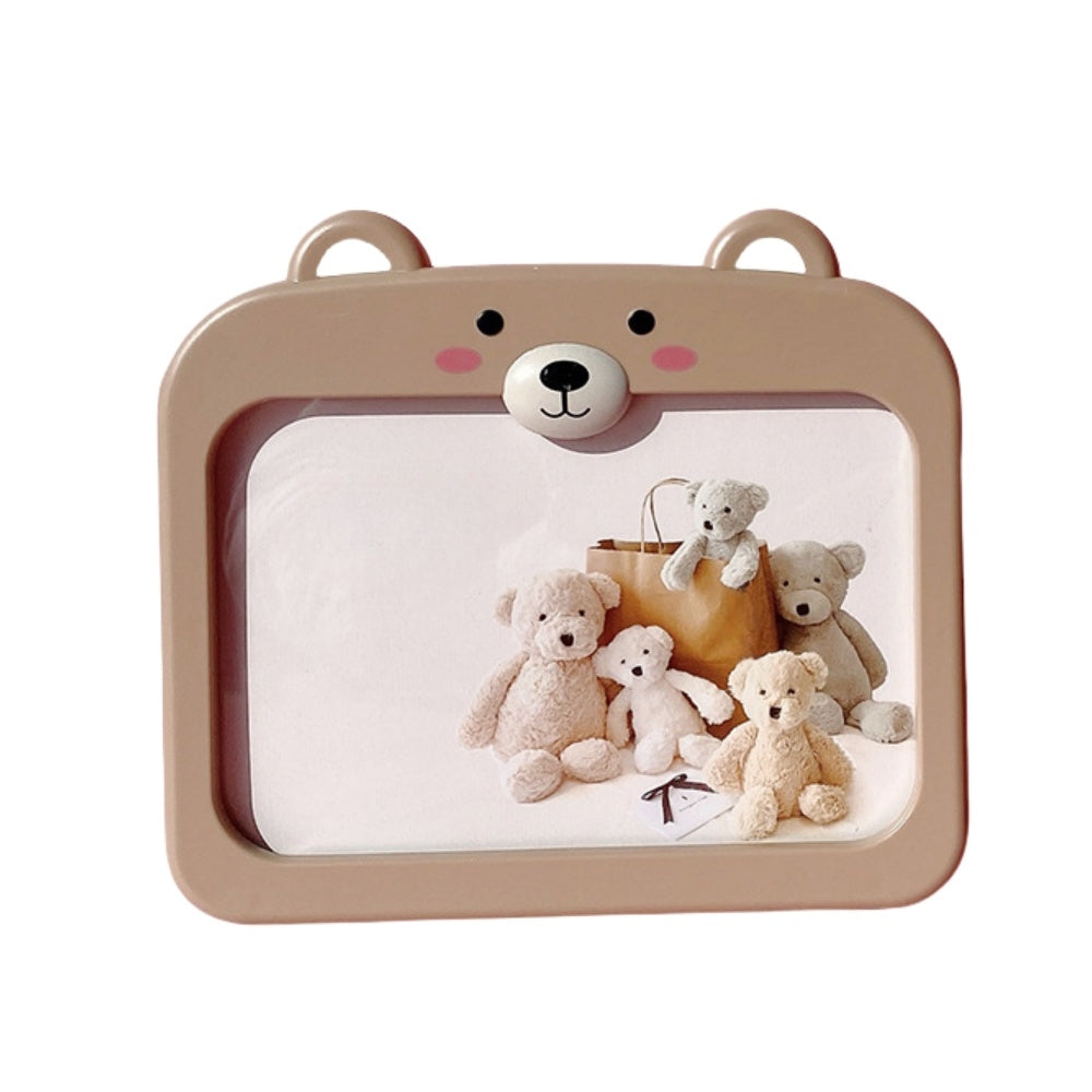 Cute Bear Photo Frame with pen holder back 4 x 6 Picture Frame for Tabletop Display, Cute Home Room Decor, Gifts for kids women (Light Brown)