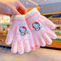 Full Finger Gloves Elsa Winter Knit Warm Mittens Soft Lined Fleece Thermal Outdoor Stretchy Gloves for Kids boys girls (hello kitty)