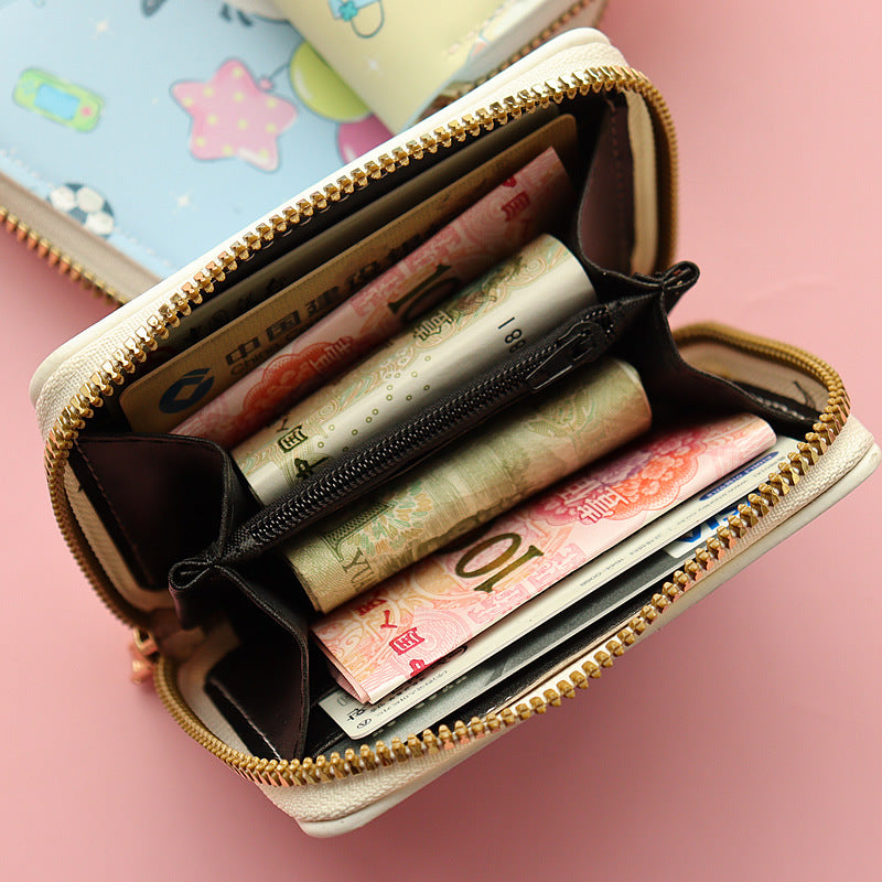 Kids GIrls Women Wallet Cute Trifold Wallet with Coin Purse Card Slots with zip pockets Gifts PU leather (Capybara)