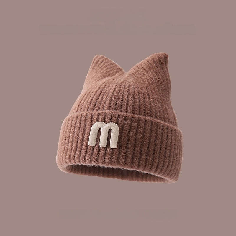 Baby Warm Hat Cute Bear Ear Hat Infant and Toddler Warm Ear Protection Knitted Wool Hat Autumn Winter For 2m-4years Boys And Girls In Winter (Baby Ivory)