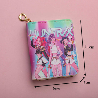Kids GIrls Women Wallet Cute Trifold Wallet with Coin Purse Card Slots with zip pockets Gifts PU leather (Kpop)