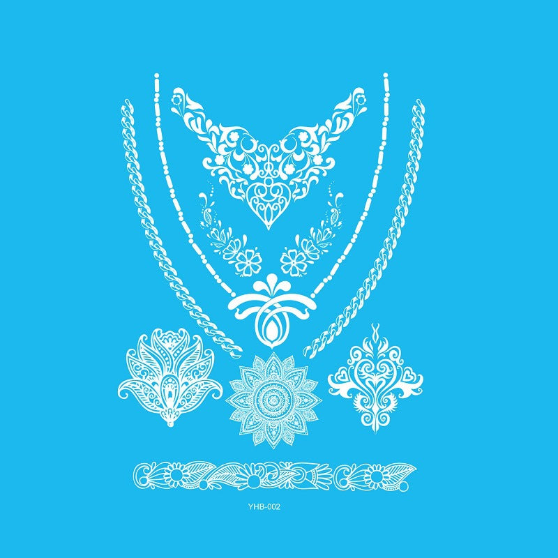 9 Sheets Women Men Gold Fashion Metallic Temporary Tattoos Waterproof Stickers Festival Fake Jewelry Tattoos Body Art