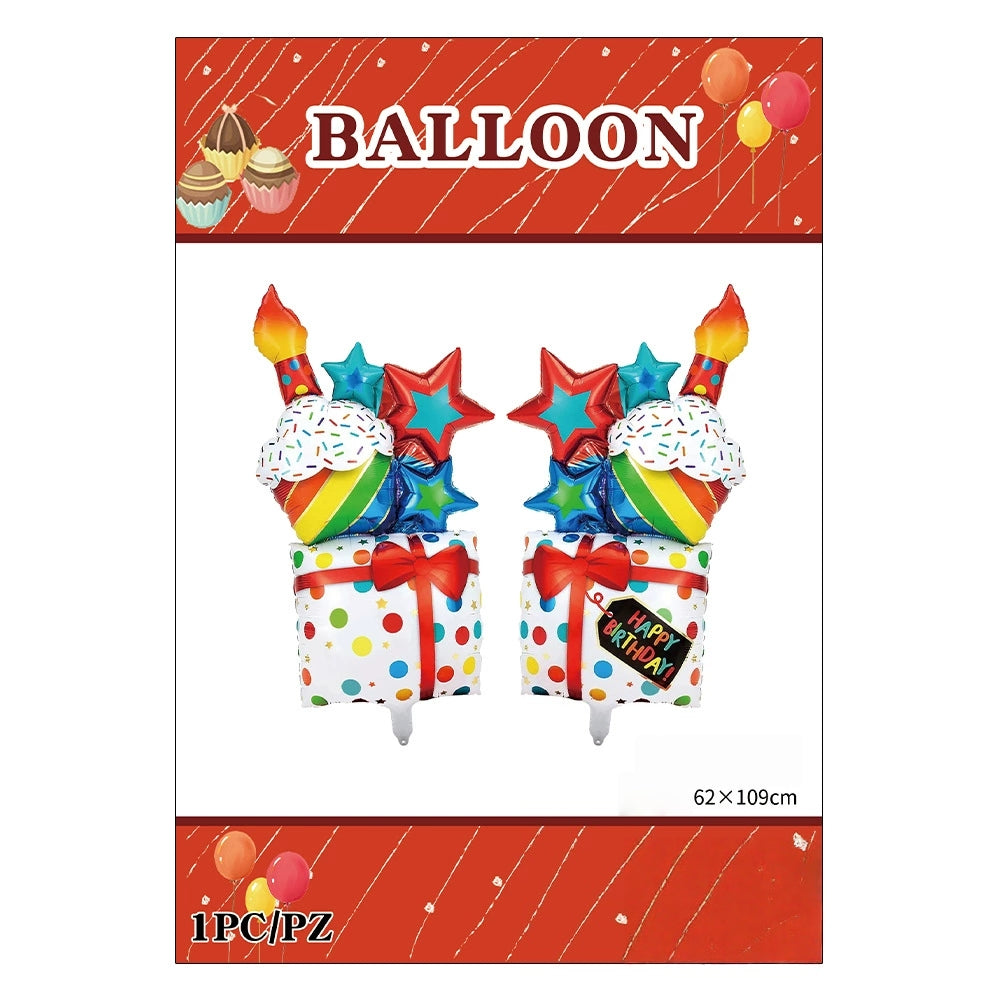 2PCS Cake Happy Birthday Balloons Set, Cute happy birthday foil balloon for Kids Party Decoration, Interesting Balloon Party Scene Decoration Indoor Outdoor Festive Supplies