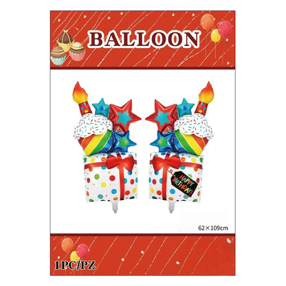 2PCS Cake Happy Birthday Balloons Set, Cute happy birthday foil balloon for Kids Party Decoration, Interesting Balloon Party Scene Decoration Indoor Outdoor Festive Supplies