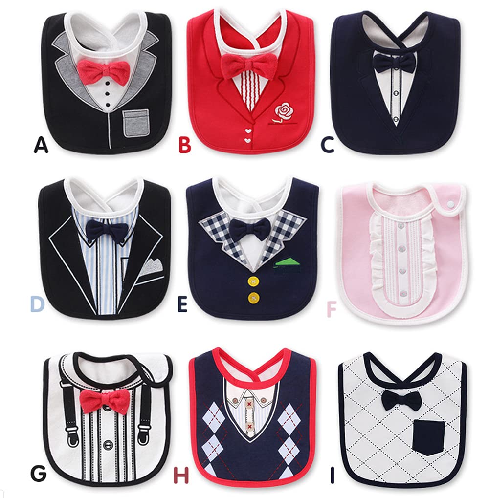 2PCS Baby Kids Bibs BOY MIXED DESIGN COTTON GENTLEMAN BOW FEEDING Bandana Apron Weaning