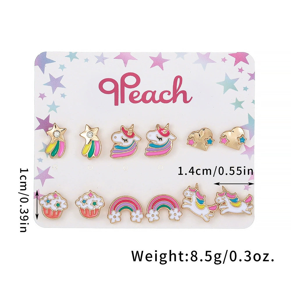 2/3 Pairs Kids Clip On Earrings , Girls Unicorn,Rainbow Butterfly, Cute Clip On Earrings Princess Jewelry,Clip-on Set for Kids Girls (Unicorn 3Pairs)