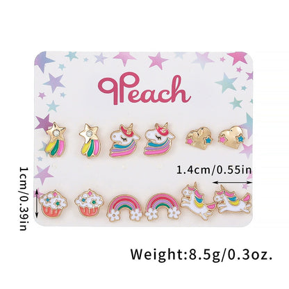 2/3 Pairs Kids Clip On Earrings , Girls Unicorn,Rainbow Butterfly, Cute Clip On Earrings Princess Jewelry,Clip-on Set for Kids Girls (Unicorn 3Pairs)