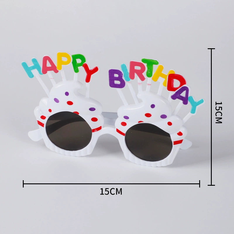 3 Pack Happy Sunglasses Birthday Glasses Lovely Cupcake Birthday Sunglasses for Women Kids Happy Party Glasses for Photo Props Party Decorations