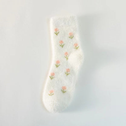 3 Pairs Fluffy Ladies Thermal Socks Womens Warm Thick Heat Wool Knitting Walking Boot Hiking Socks Winter (B)