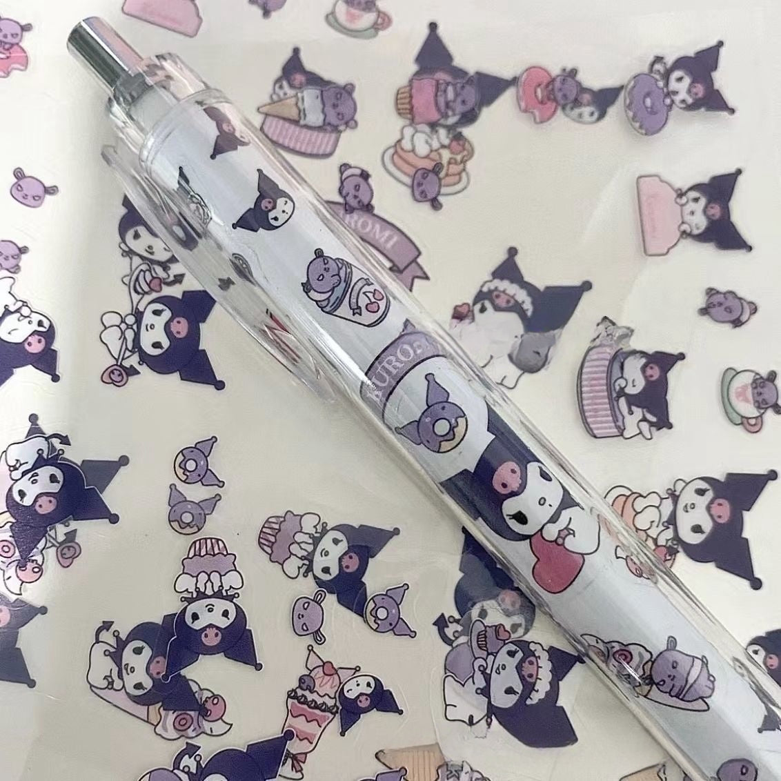 5PCS stch toy cute Gel Pen Liquid Ink Rollerball Retractable Quick Drying Extra Fine Ballpoint Premium 0.5mm Marker for Office School Stationery Supply Black