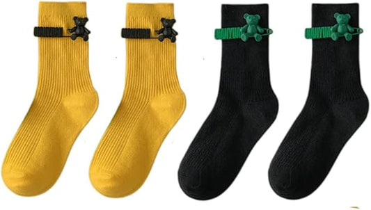 2 Pairs Boys Girls Children Kids rich cotton 3D Flower Bear ankle Socks Infant (Cotton, Set 02 M(3-6years))