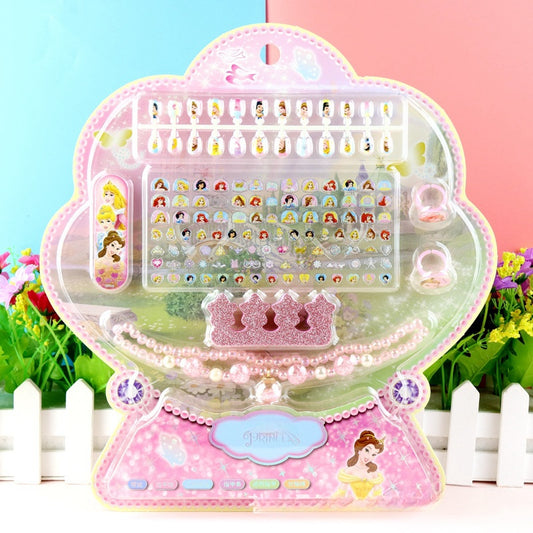 120PCS Toddlers Princess frozen Mermaid Kids Girls Nail Press on Pre-glue Full Cover Glitter Mermaid Kids Stick On False Nail Art Kits Set Girls Birthday Gift (Princess)