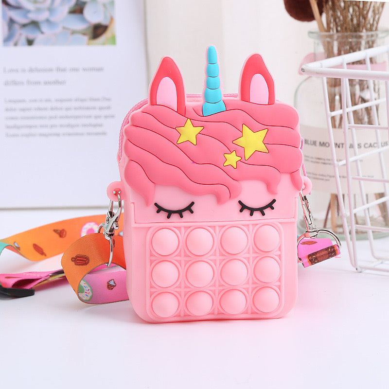 Purse Girls Silicone Mini Children's Coin Purse Cute Cartoon Shoulder Bag Crossbody Bag Accessories Bags Adjustable Strap for Kids Gift Travel Holiday