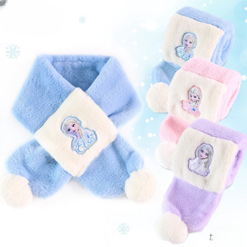 Kids Winter Beanie Scarf for 2-10 Years Old Boys Girls.Outdoor Warm Fleece Lined Thermal Knit Fluffy Pom (Blue Frozen)