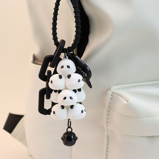 Cute Avocado cat paws panda Plush Keychain, Fluffy faux fur Decorative Key Ring Accessory for Women's Bags, Backpack and Purses (Panda)