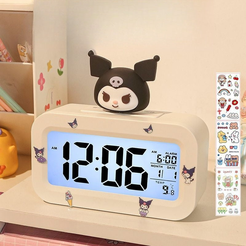 LED Digital Children Alarm Clock With Night Light - Light Alarm Clock for Girls Boys Teenagers School Back To School Gifts Dual Alarms Snooze Modes Temperature Dates display (Cinnamoroll)