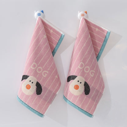 2PCS Children's Facial Towel, Kids Washcloth Towels, Cotton Kids Face Towels, Cute Kitty dog Hand Towel Set, Children Wash Cloths for Hand Face Shower, 35x 70 CM (Dog)