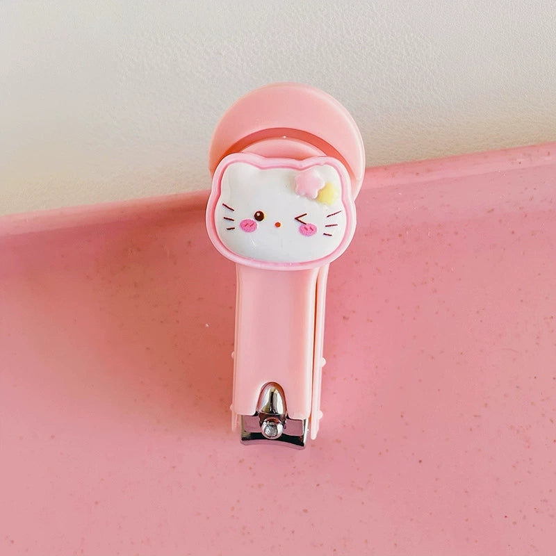 4PCS Kids Nail Clipper Manicure Sets Stainless Steel Cartoon Kitty Childrens Nail Clippers Kids Fortable Light Pedicure Kit Grooming Tools Baby Nail Clipper Set