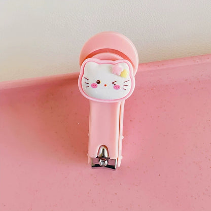 4PCS Kids Nail Clipper Manicure Sets Stainless Steel Cartoon Kitty Childrens Nail Clippers Kids Fortable Light Pedicure Kit Grooming Tools Baby Nail Clipper Set