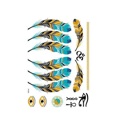 9 Sheets Women Men Gold Fashion Metallic Temporary Tattoos Waterproof Stickers Festival Fake Jewelry Tattoos Body Art