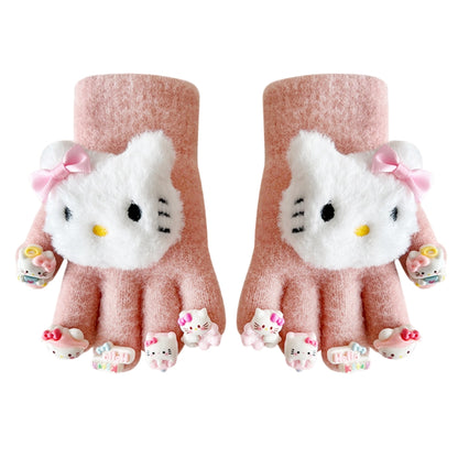Full Finger Gloves Elsa Winter Knit Warm Mittens Soft Lined Fleece Thermal Outdoor Stretchy Gloves for Kids boys girls