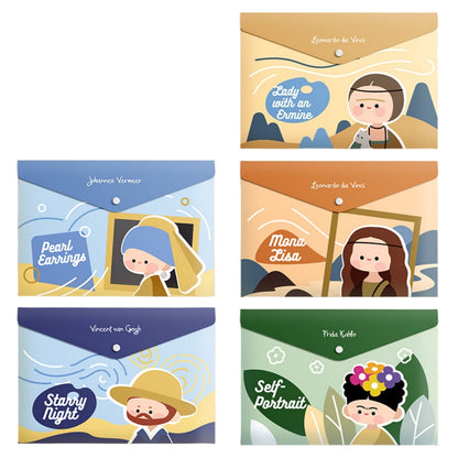 5PCS Plastic Wallets A4, 5 different designs Plastic Folders Popper Folder with Snap Closure, Lightweight Wallets for Document Office School Organization for Kids Adults