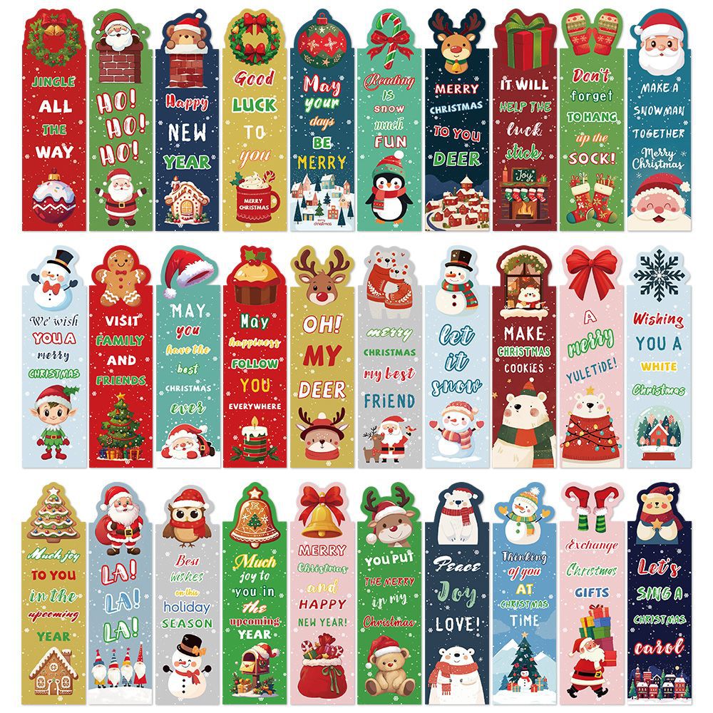 30PCS Children's Bookmarks, Bookmark Clips, Markings for Teachers, Students, Book Lovers, School Home Office Supplies Princess Snow White (Christmas)