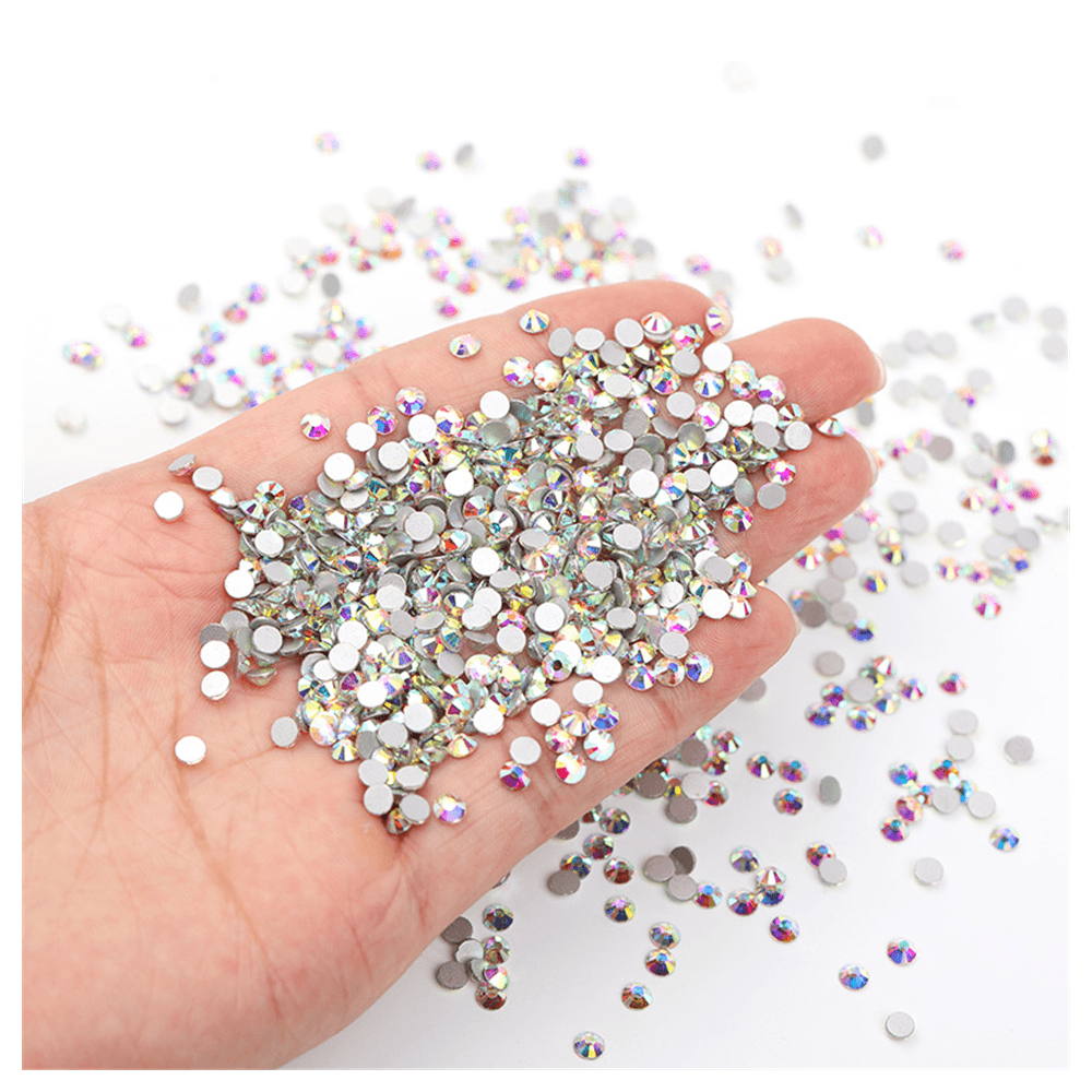 1440 Pieces Flat Back Gems Round Crystal Rhinestones SS6 2.0mm Diamante Rhinestones Crafts Nail Face Art Clothes Shoes Bags DIY