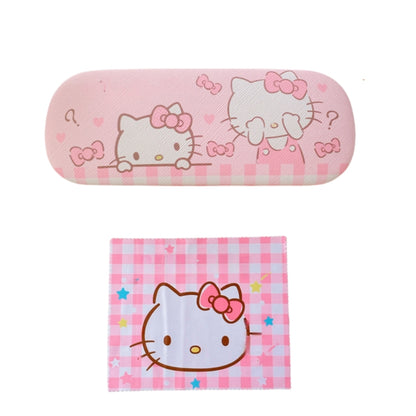 Lovely Cartoon Hard Shell Eyeglasses Cases Girl Protective Case Storage Box With Glasses Cloth for Teen PU leather eyegalss case
